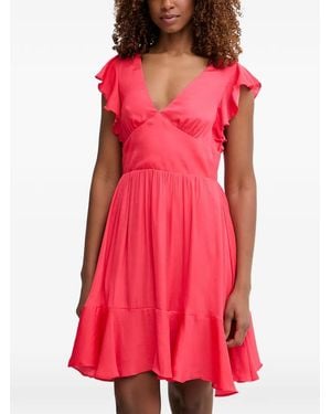Morgan Ruffled Open-Back Mini Dress - Red