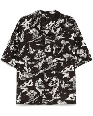 FIVE CM Graphic-Print Shirt - Black