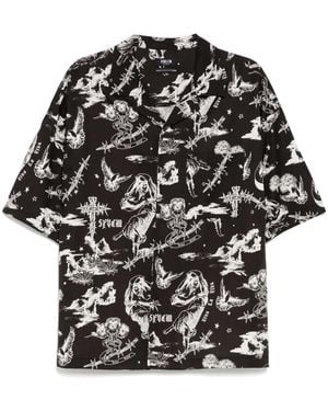 FIVE CM Graphic-Print Shirt - Black