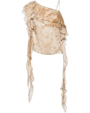 Blumarine Abstract-Print Semi-Sheer Blouse - White