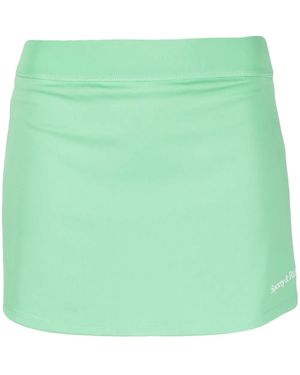 Sporty & Rich Logo-Print Elasticated-Waistband Miniskirt - Green