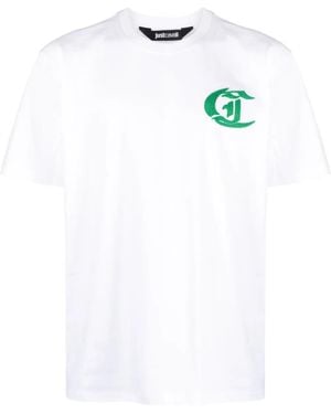 Just Cavalli T-Shirt Mit Slogan-Stickerei - Weiß