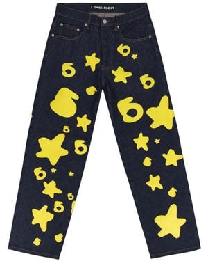 Sp5der Beluga Graphic-Print Jeans - Blue