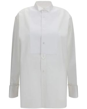 Saint Laurent Bib-Front Cotton Shirt - White