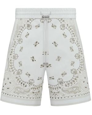 Amiri Bandana-Print Leather Shorts - White