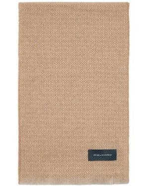Piquadro Geometric-Pattern Fringed Scarf - Natural