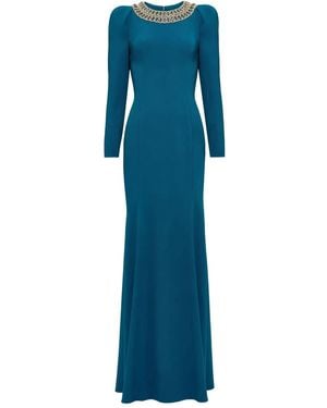 Jenny Packham パフショルダーマキシドレス - ブルー