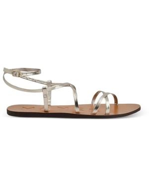 Manebí Metallic Ankle-Strap Flat Sandals - White