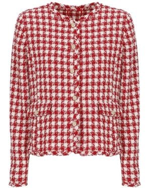Emme Fringed-Trim Cropped Tweed Jacket - Red