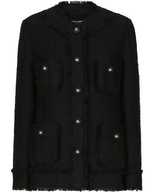 Dolce & Gabbana Single-Breasted Tweed Jacket - Black