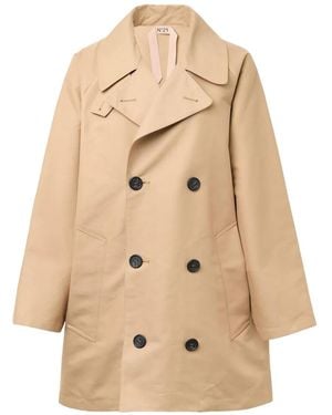 N°21 Buttoned Double-Breasted Coat - Natural