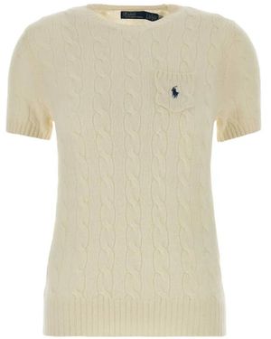 Polo Ralph Lauren Cable-Knit Short-Sleeve Sweater - White