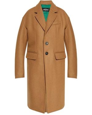 DSquared² Button-Fastening Wool-Blend Coat - Brown