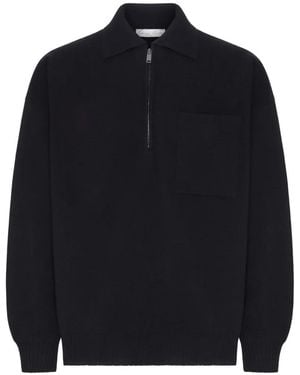 Roberto Collina Half-Zip Chest-Pocket Jumper - Blue