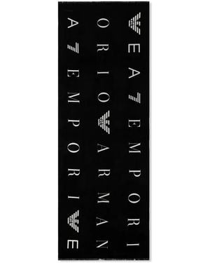 EA7 Logo-Print Scarf - Black