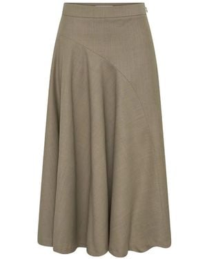 Anna Quan Scarpa Asymmetric-Seam Flared Midi Skirt - Natural
