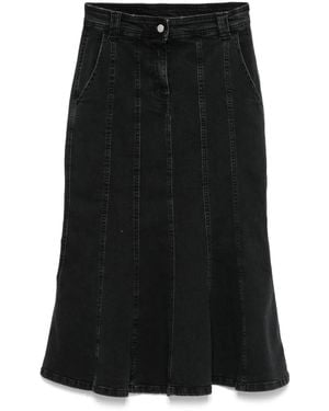 Twinset Pleated Denim Skirt - Black