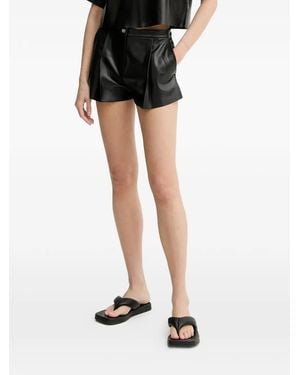 Stand Studio Pleated High-Waisted Shorts - Black