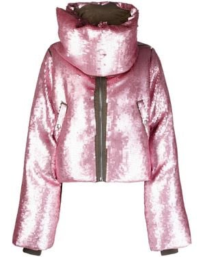 Rick Owens Sequin-Embellished Wool Puffer Jacket - Red