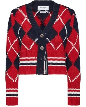 Thom Browne Cardigan Con Scollo A V - Rosso