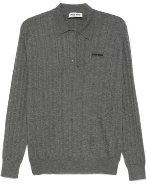 Miu Miu Jersey tipo polo de cachemira - Gris