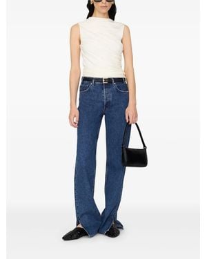 Anine Bing Lucia Draped Cowl-Neck Top - Blue