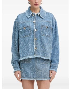 Guess Frayed Buttoned Jacket - Blue