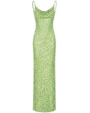 ROSERRY Margot Sequin-Embellished Cowl-Neck Maxi Dress - Green