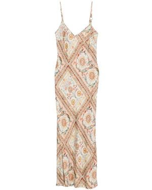 Just Cavalli Baroque-Print Hardware-Detail Midi Dress - White