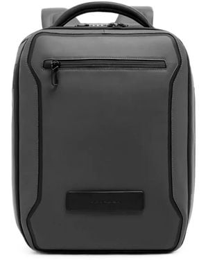 Piquadro Expandable 14-Inch Logo-Plaque Combination-Lock Backpack - Black