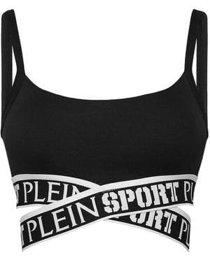 Philipp Plein Logo-Underband Crop Top - Black