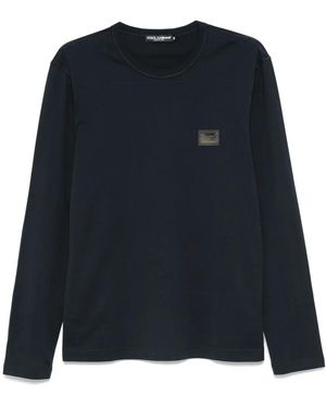 Dolce & Gabbana T-Shirt Met Logoplakkaat - Blauw