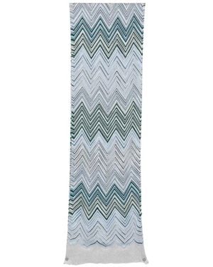 Missoni Zigzag-Knit Metallic-Thread Scarf - Blue