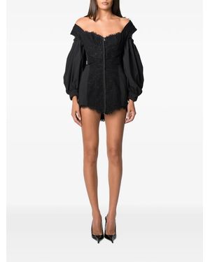 NORINA ST Aida Lace-Panelled Off-Shoulder Mini Dress - Black