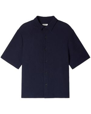 Sandro Textured-Look Shirt With A Shark Collar - Blue