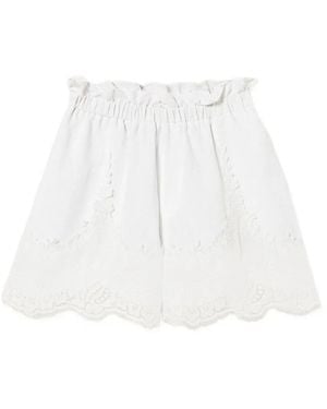 Twinset Linen Embroidered Shorts - White