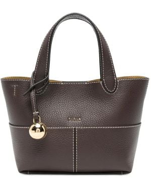 Furla Mini-Tote Bag Mit Kontrastnähten - Braun