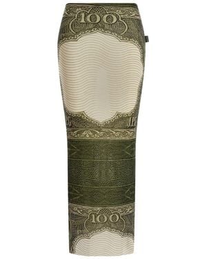 Jean Paul Gaultier Pencil Midi Skirt With Vintage Banknote Print - Green