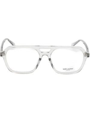 Saint Laurent Pilot-Frame Glasses - White