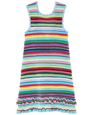 Ganni Crochet-Knit Mini Dress - White