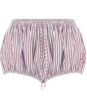The Attico Short Rayé À Lien De Resserrage - Pink