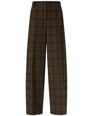 Pinko Pantalones Anchos A Cuadros - Marrón