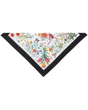 Gucci Flora-Print Silk Scarf - Natural