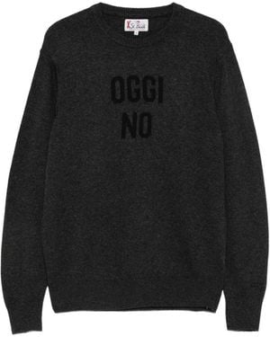 MC2 Saint Barth Slogan-Print Wool Sweater - Black