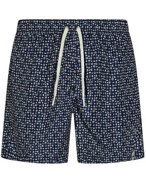 Altea Geometric-Print Drawstring Swim Shorts - Blue