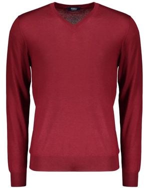 Fedeli V-Neck Jumper - Red