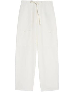 Jil Sander Linen Blend Cargo Trousers - White