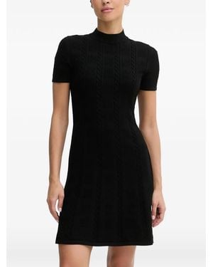 HUGO Cable-Knit Short-Sleeve Mini Dress - Black