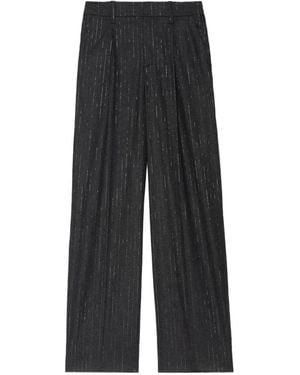 Zadig & Voltaire Pantaloni Gessati Con Pieghe - Grigio