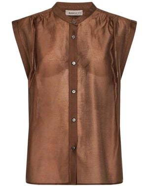 Blanca Vita Calicia Sleeveless Blouse - Brown